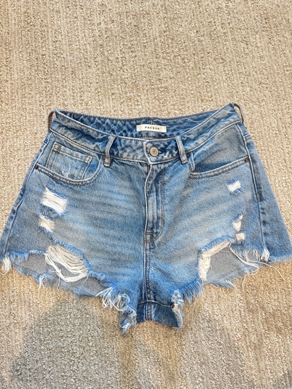 PacSun Light Blue Distressed Denim Cutoff Shorts
